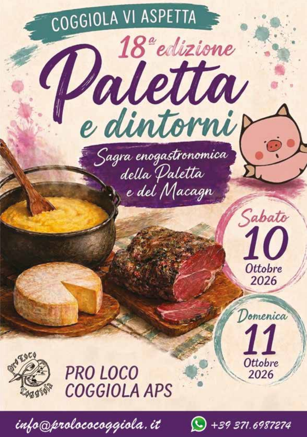 Copertina ufficiale della 18ª Paletta e Dintorni, Sagra della Paletta e del Macagn, Coggiola 10 e 11 ottobre 2026